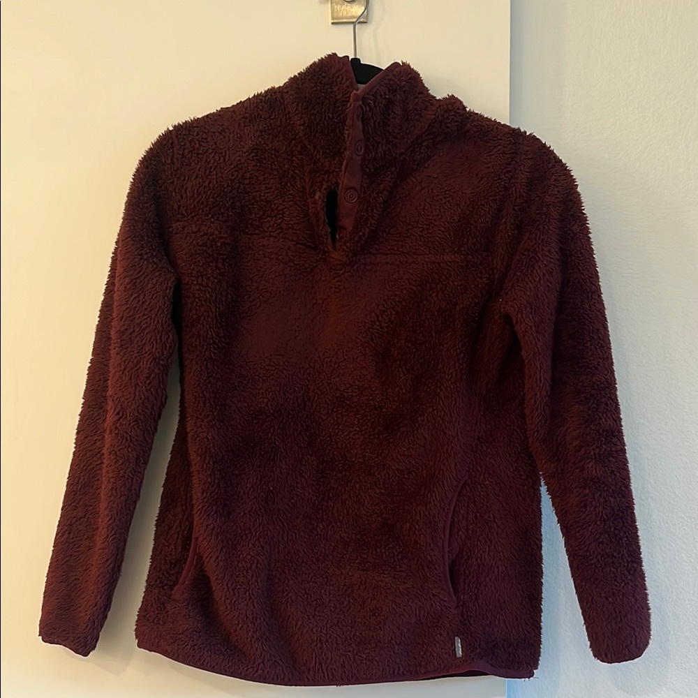 Cozy Burgundy Quarter-Snap Fleece Pullover